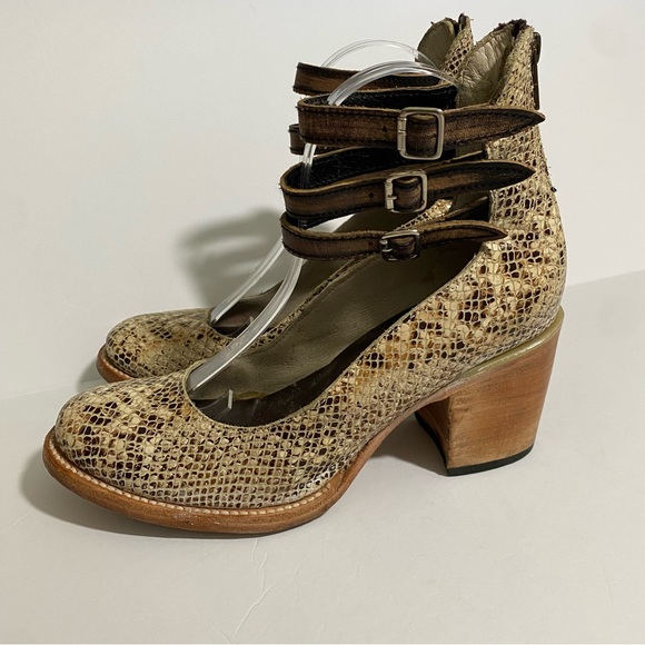 Womens FreeBird Steven Randi Leather Python Strappy Block Heel 8 Boho Western - Picture 3 of 11